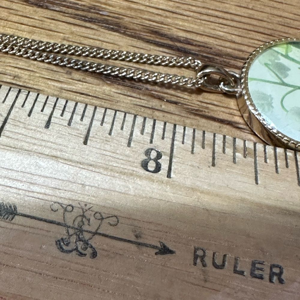 Vintage Dainty Marked SHB Gold Tone Necklace with Hand Painted Floral Pattern - Picture 4 of 5